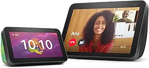 Echo Show 8 (2nd Gen, 2021 release) | Smart display with Alexa - Charcoal + Echo Show 5 (2nd Gen, Kids) - Chameleon