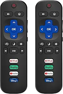 (Pack of 2) Replaced Remote Control Only for Roku TV, Compatible for TCL Roku/Hisense Roku/Onn Roku/Sharp Roku/Element Roku/Westinghouse Roku/Philips Roku Series Smart TVs (Not for Roku Stick and Box)