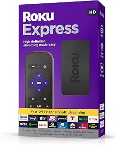 Roku Express (New, 2022) HD Streaming Device with High-Speed HDMI Cable and Simple Remote, Guided Setup, and Fast Wi-Fi